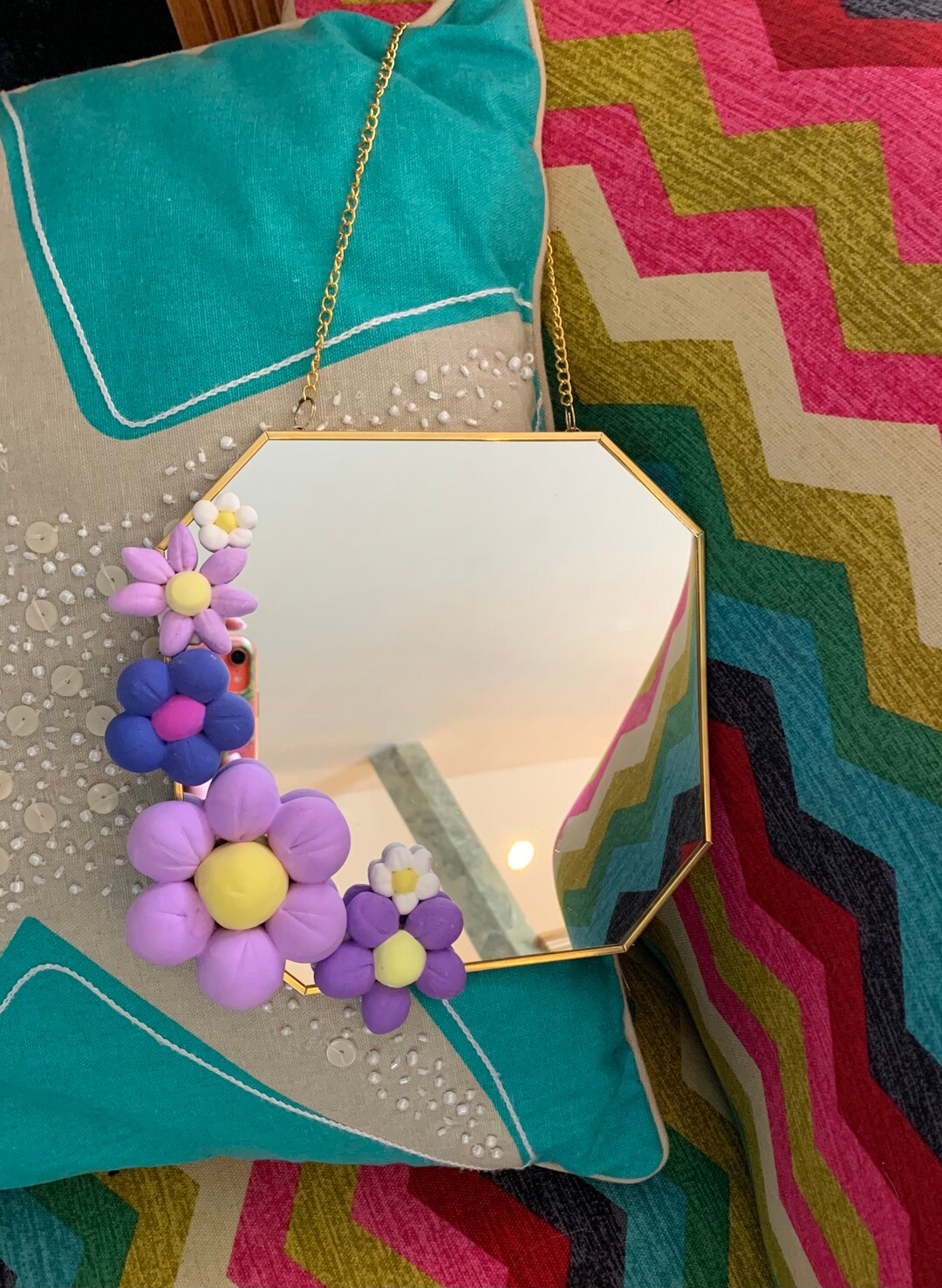 Gorgeous Handmade Air Dry Clay Foam Flower Mirror Trend Tiktok Etsy