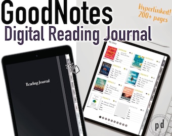 Digital Reading Journal, Goodnotes Digital Book Journal, Book Review, Reading journal, Reading Log, Reading tracker, Digital Bookshelf PDF