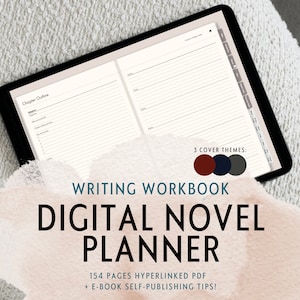GoodNotes Planificador de novelas digitales, escritor autor de libros electrónicos, consejos para la autoedición de novelas, escribir una plantilla de esquema de libro, descarga instantánea imprimible en PDF