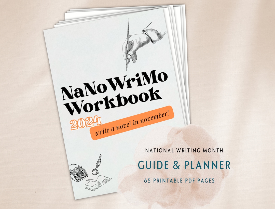 Nanowrimo 2024 Preptober PDF Printable Workbook, Writer Author Novel Book Toolkit Planner, Write