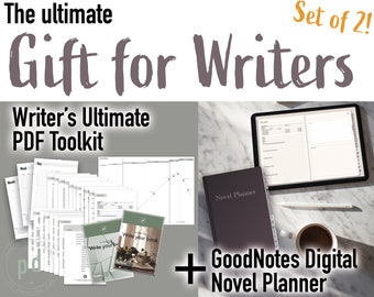 Writer's Gift Set, Author Book Planner Workbook, GoodNotes Digital Novel Planner, Write a Novel in 30 Days, Book Outline and Templates, PDF