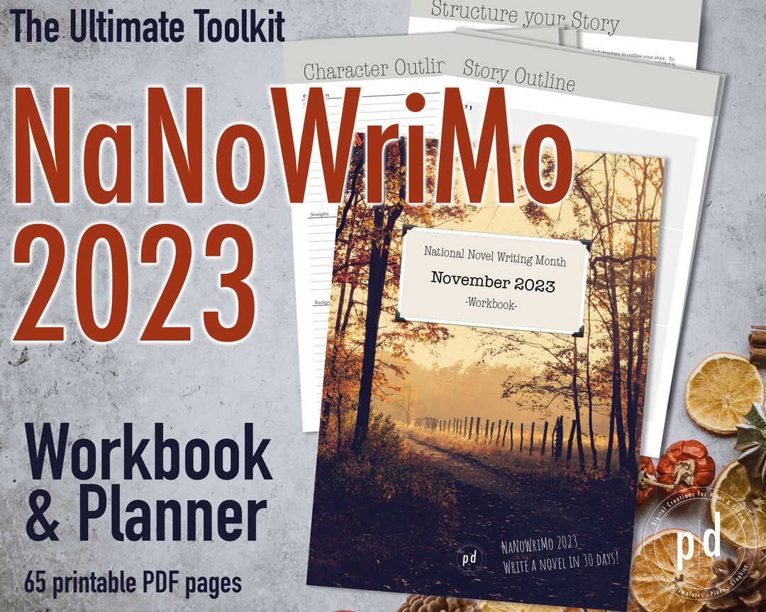 Nanowrimo 2023 Preptober PDF Printable Workbook, Writer Author Novel Book Toolkit Planner, Write