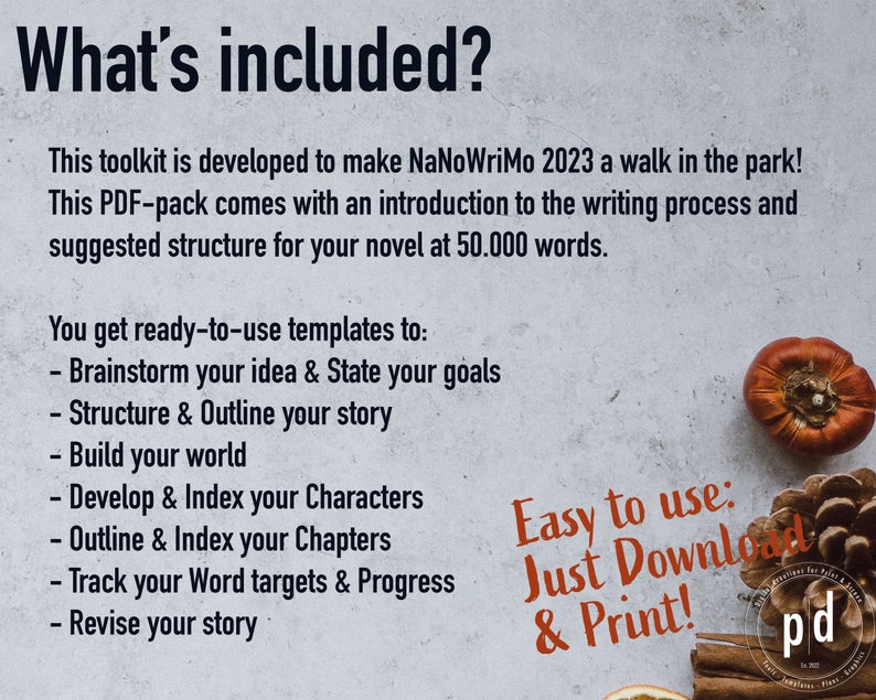 Nanowrimo 2023 Preptober PDF Printable Workbook Writer Author Etsy UK