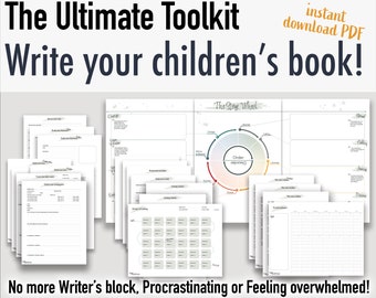Children's Book Planner Outline Writer Author, Write a Children’s Book in 30 Days, Story Outline Templates, Printable Instant Download PDF