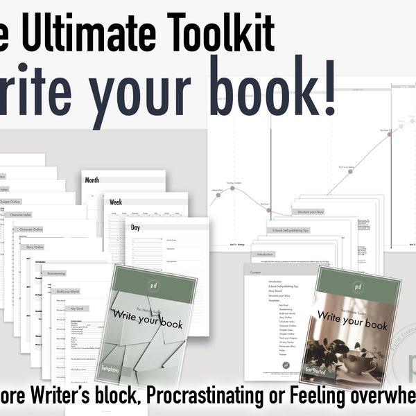 Author Writer Book Planner Workbook | Write a Novel | Write a Book in 30 Days | Book Outline and Templates | Printable Instant Download PDF