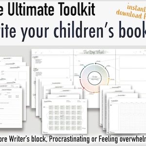 Pianificatore di libri per bambini, autore, scrivi un libro per bambini in 30 giorni, modelli di schema di storie, PDF scaricabile immediatamente stampabile