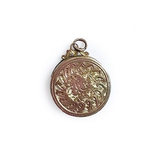 Antique Engraved Gold Filled Round Double Sided Locket