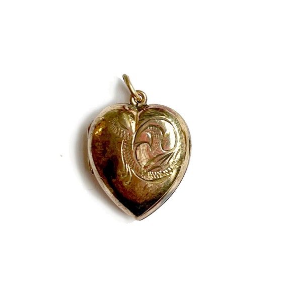 Vintage Chubby Gold Filled Etched Heart Locket - image 1