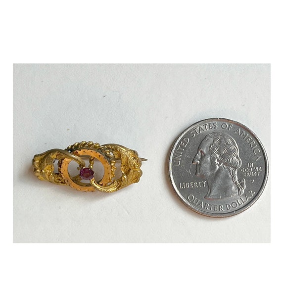 Tiny Two-Tone Victorian Pink Stone Pin - image 2