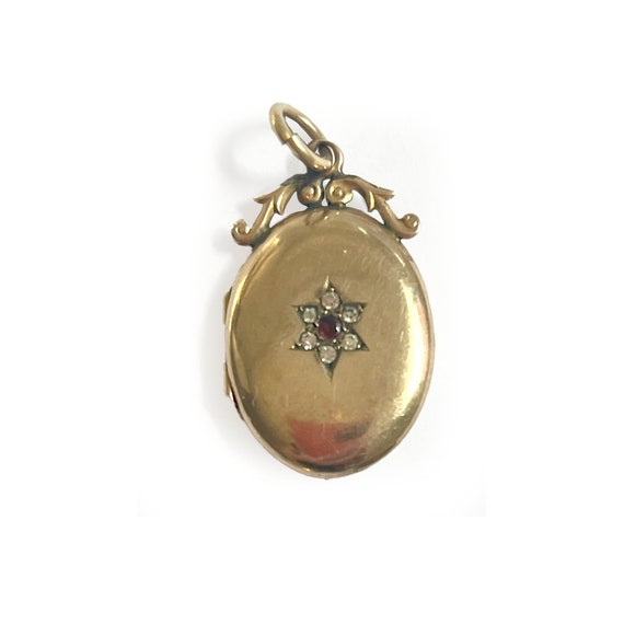 Antique 9ct Gold and Silver Locket with Paste Ston