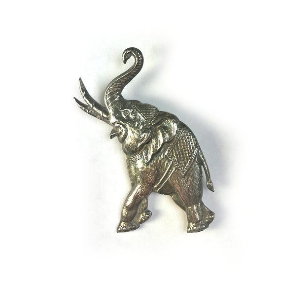 Vintage or Antique Siam Silver Large Elephant Broo