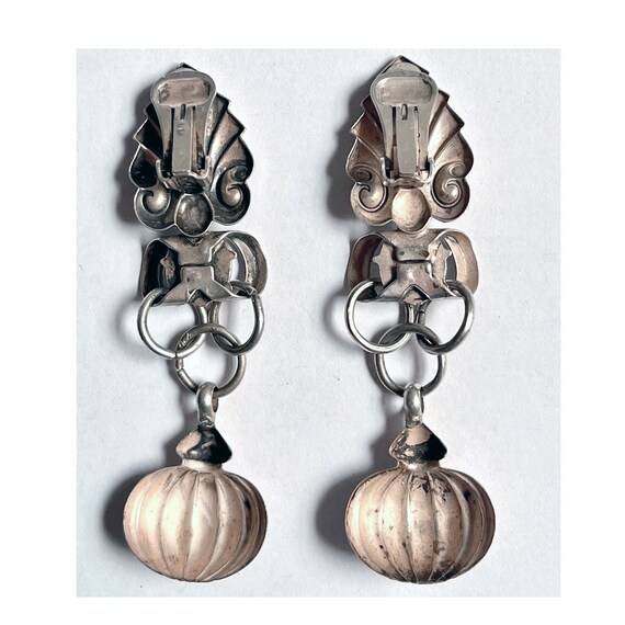 Large Antique English Silver Clip Earrings - image 5