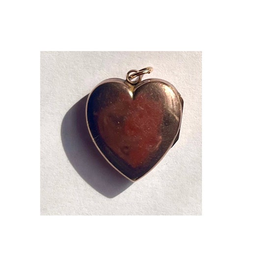 Antique 14K Gold Heart Locket with Blue Paste Sto… - image 2