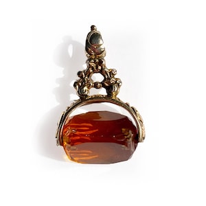 Antique 14K Gold and Citrine Watch Fob Spinner