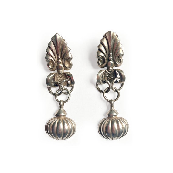 Large Antique English Silver Clip Earrings - image 1