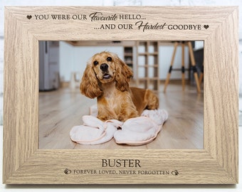 Personalised Pet Memorial Frame Favourite Hello