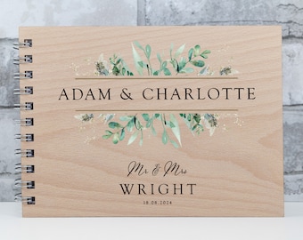 Personalised Wedding Guest Book Eucalyptus & Gold