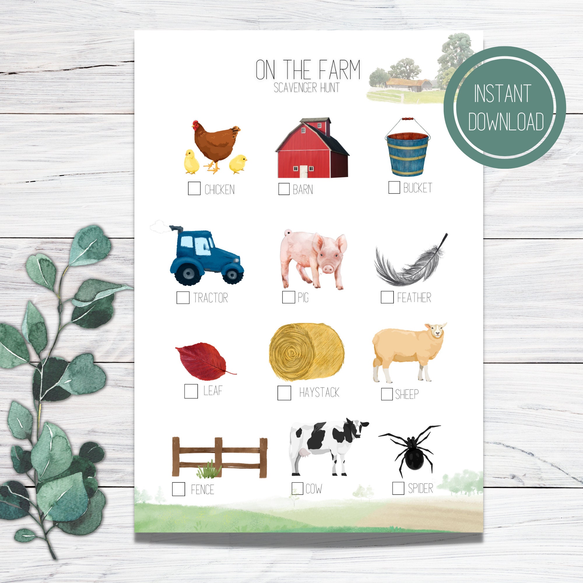 Farm Scavenger Hunt for Kids | Kids Activity | Outdoor Game - Etsy