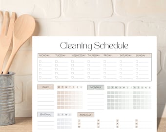 Printable Cleaning Checklist, Cleaning Schedule: Weekly, Monthly, Daily Planner