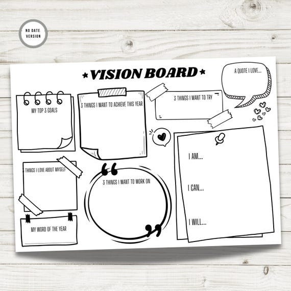 Printable 2026 Vision Board Template: Goal Setting, Self-Reflection (Digital Download)