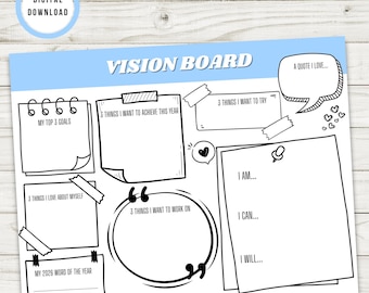 2026 Vision Board Vorlage: 2026 Ziele Setting Chart (Printable)