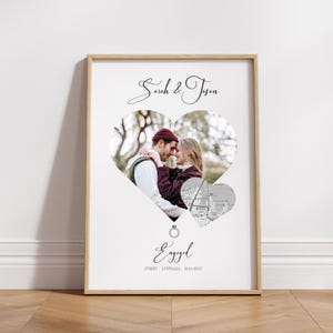 Personalized Engagement Map Print: Heart Location Gift for Couple