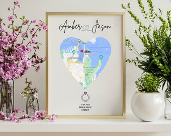 Engagement Present | Personalized Engagement Gifts | Gift for Couple | Engagement Print