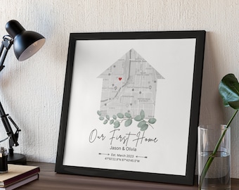 Personalized First Home Map Print (Digital Download)