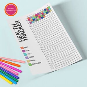 Health in Pixels | Printable Tracker | Daily Tracker | Health Tracker