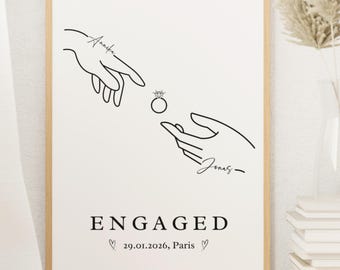 Personalized Engagement Print: Minimalist Couple Names Gift