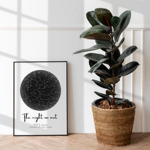 Benutzerdefinierte Sternenkarte |  Jubiläumsgeschenk | Hochzeitsgeschenk für Sie | Night We Met Sternenkarte Poster | Nachthimmel Poster | Personalisiertes Geschenk