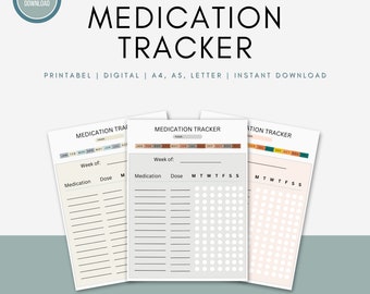 Medication Tracker Printable | Daily Tracker | Medication Log