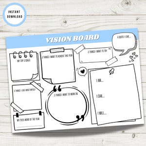 Vision Board | Printable Vision Board Template | Goal Setting Chart | Inspiration Board