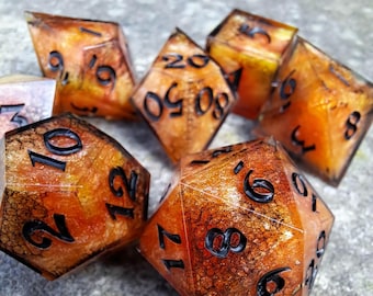 Oblivion - handmade sharp-edged 7 piece diceset for ttrpgs, d&d, dungeons and dragons, pathfinder