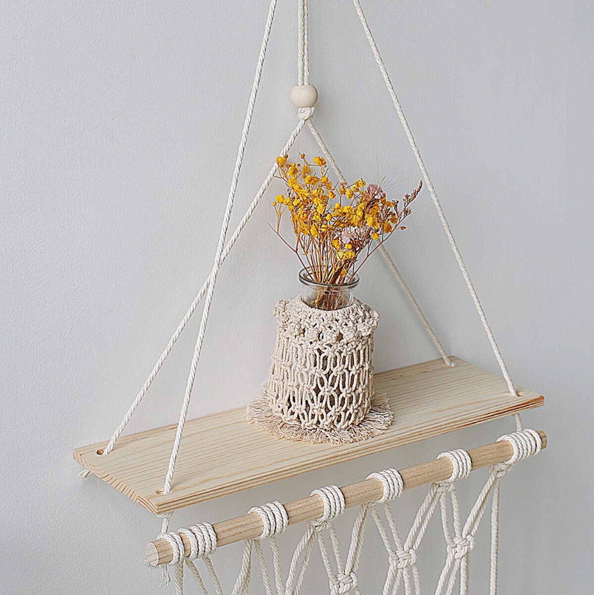 Boho Macrame Hanging Shelf Floating Boho Wall Shelf Bathroom Etsy UK