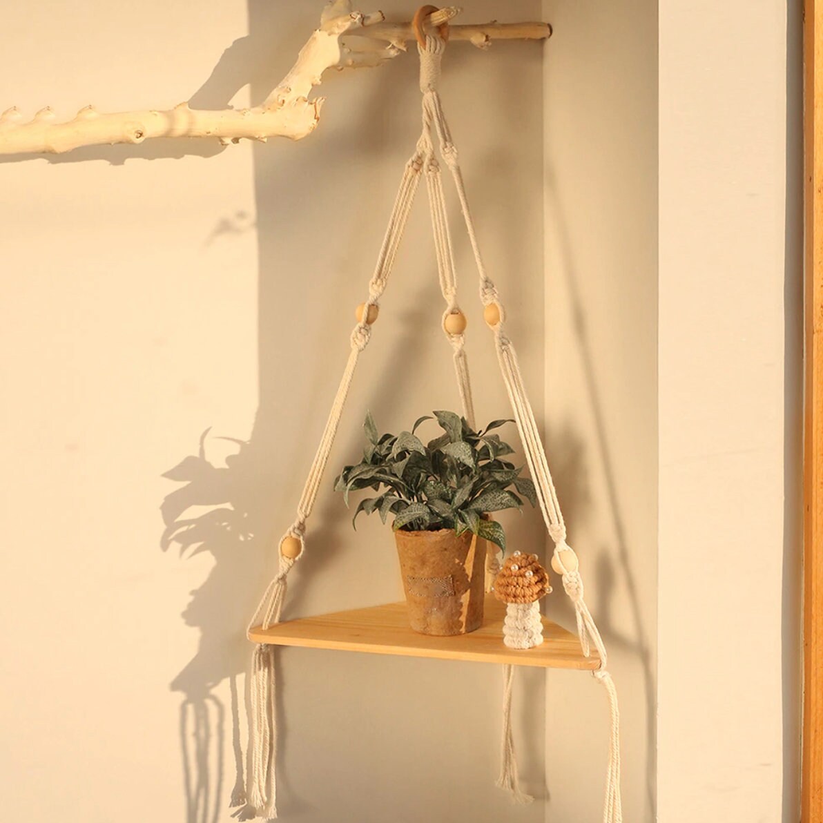 Boho Macrame Hanging Shelf Floating Boho Wall Shelf Bathroom Etsy UK