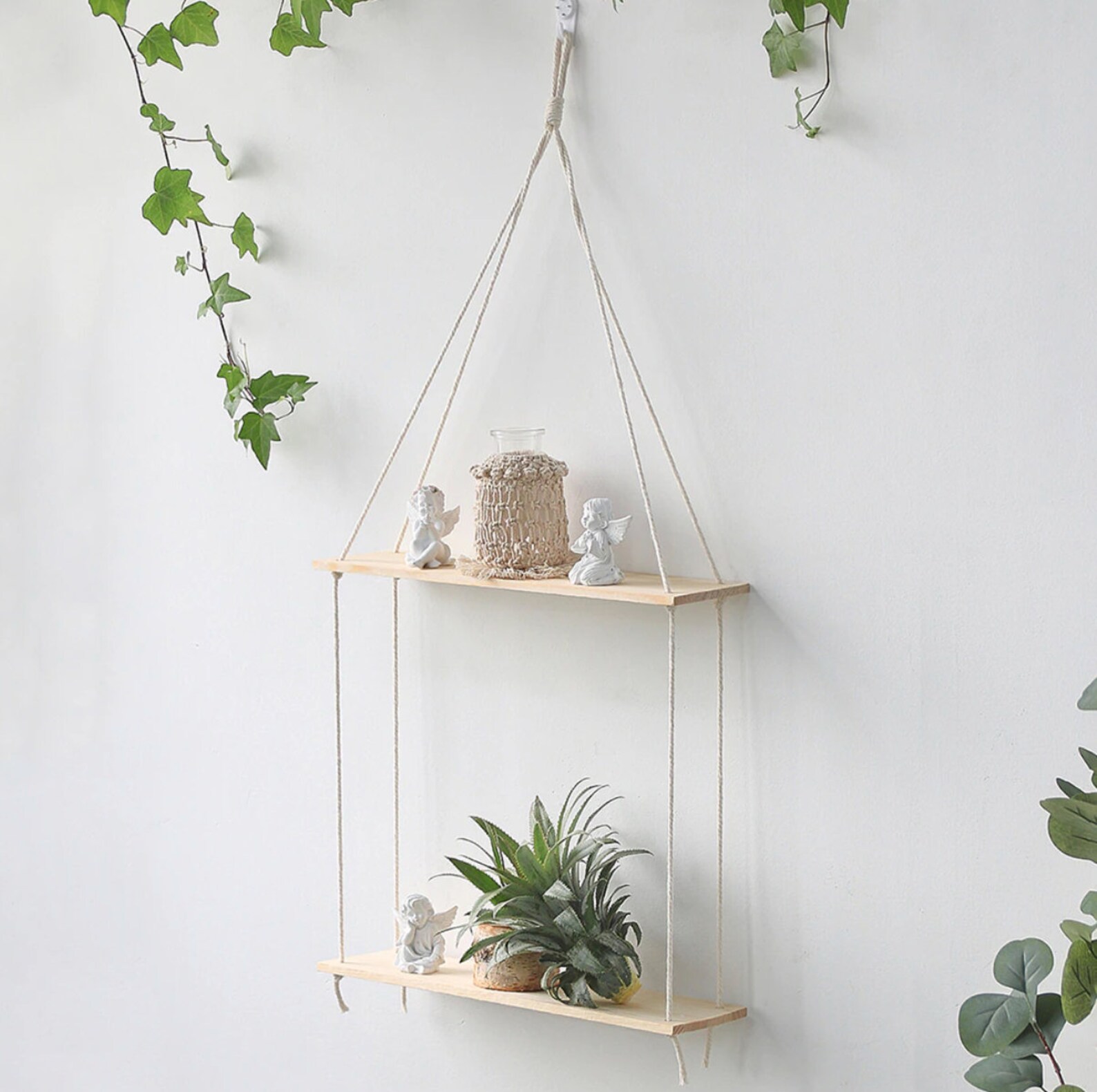 Boho Macrame Hanging Shelf Floating Boho Wall Shelf Bathroom Etsy UK