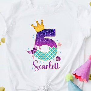Personalized 5th Birthday Mermaid Shirt, Mermaid Birthday Girl Shirt, Mermaid Birthday Shirt For Girls
