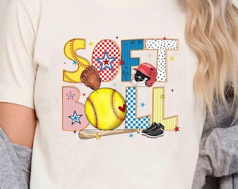Retro Softball T-shirt, Softball Game Day, Softball Team Shirts, Gift for Softball Fan, Softball Girl Shirt, Softball Day Gift for Women