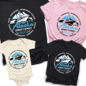 Gepersonaliseerde Alaska Family Cruise Shirt, Custom Alaska Cruise 2025 met T-shirt Your Cities, Alaska Cruise Trip Shirts, Cruise Trip Cadeau