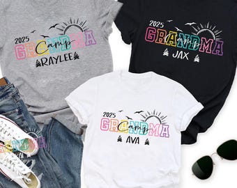 Personalized 2025 Grandma Camp Shirt, Grandpa Camp Shirts, Grandparents Camp Gift, Summer Camp Tshirt, Camp Family Outdoor, Cousin Camping