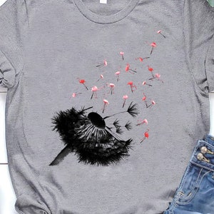 Dandelion Flamingo Flower Shirt, Funny Cute Flamingo Shirt, Flamingo Lover Shirt, Flamingo Gift Shirt