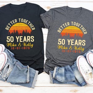 Personalized Vintage 50th Anniversary Shirts, Custom Wedding Anniversary Shirt, Husband and Wife Shirts, Gift For Couple, Couple Anniversary