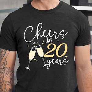 Personalized Cheers To 20 30 40 50 Years Anniversary Shirt, Custom Wedding Anniversary Gift,  Cheers To Anniversary Shirt, Gift For Couple