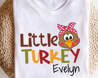 Personalisierte Big Truthahn und Lil Truthahn Shirts, Benutzerdefinierter Name Truthahn Erntedank Shirt, niedliches Truthahn Geschwister Erntedank Tshirt, dankbares Geschenk