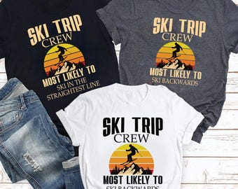 Personalized Ski Trip Crew Shirt, Matching Family Vacation Cotton Tee