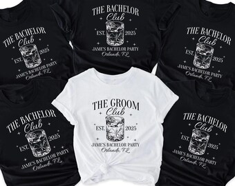 Personalized Bachelor Party Shirts, Custom Location Bachelor Party T-Shirt, The Groom Club Shirts, Groomsmen Gift, Custom Bachelor Party