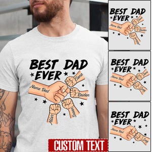 Personalized Fist Bump Dad Shirt, Best Dad Ever Shirts, Custom Dad Shirt With Kids Names, Father&#39;s Day Gift, Fist Bump Father&#39;s Day Shirt