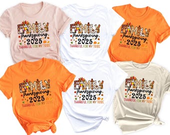 Personalized Thanksgiving Family Shirt, Fall Thanksgiving Matching Tees, Blessed Thankful Grateful Happy Family Shirt, Thanksgiving Reunion
