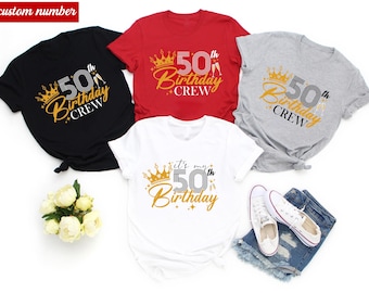 Customized 50th Birthday Crew Shirt, 50th Party Crew Tshirt, 50th Birthday Gift, 50th Birthday Party Tee, Birthday Squad Tshirt